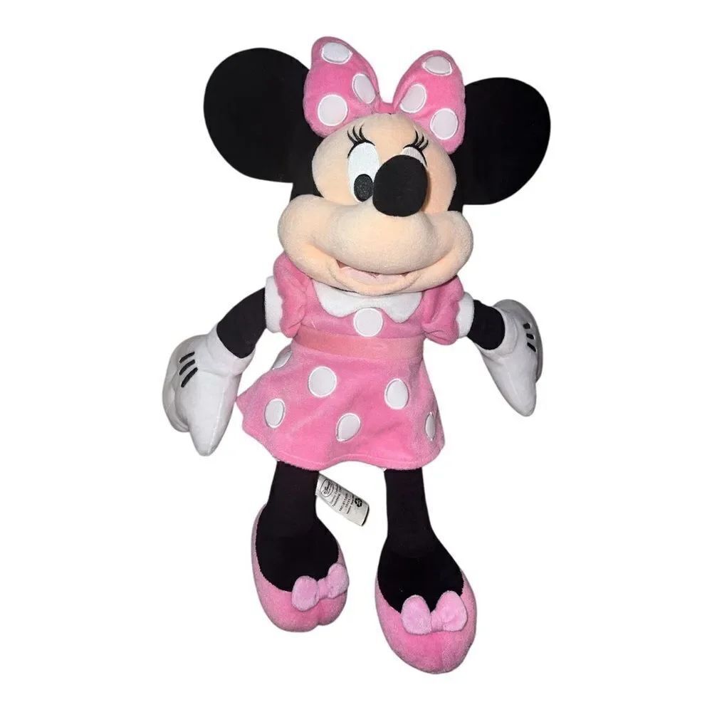 Disney Store Large Minnie Mouse Plush Toy Stuffed Pink Dress 18" EUC